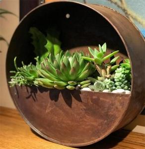Quality Home Corten Steel Planter Half Round Wall Hanging Flower Pots wholesale