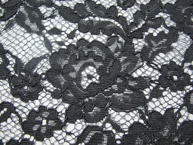 Heavy Corded Lace Fabric Black