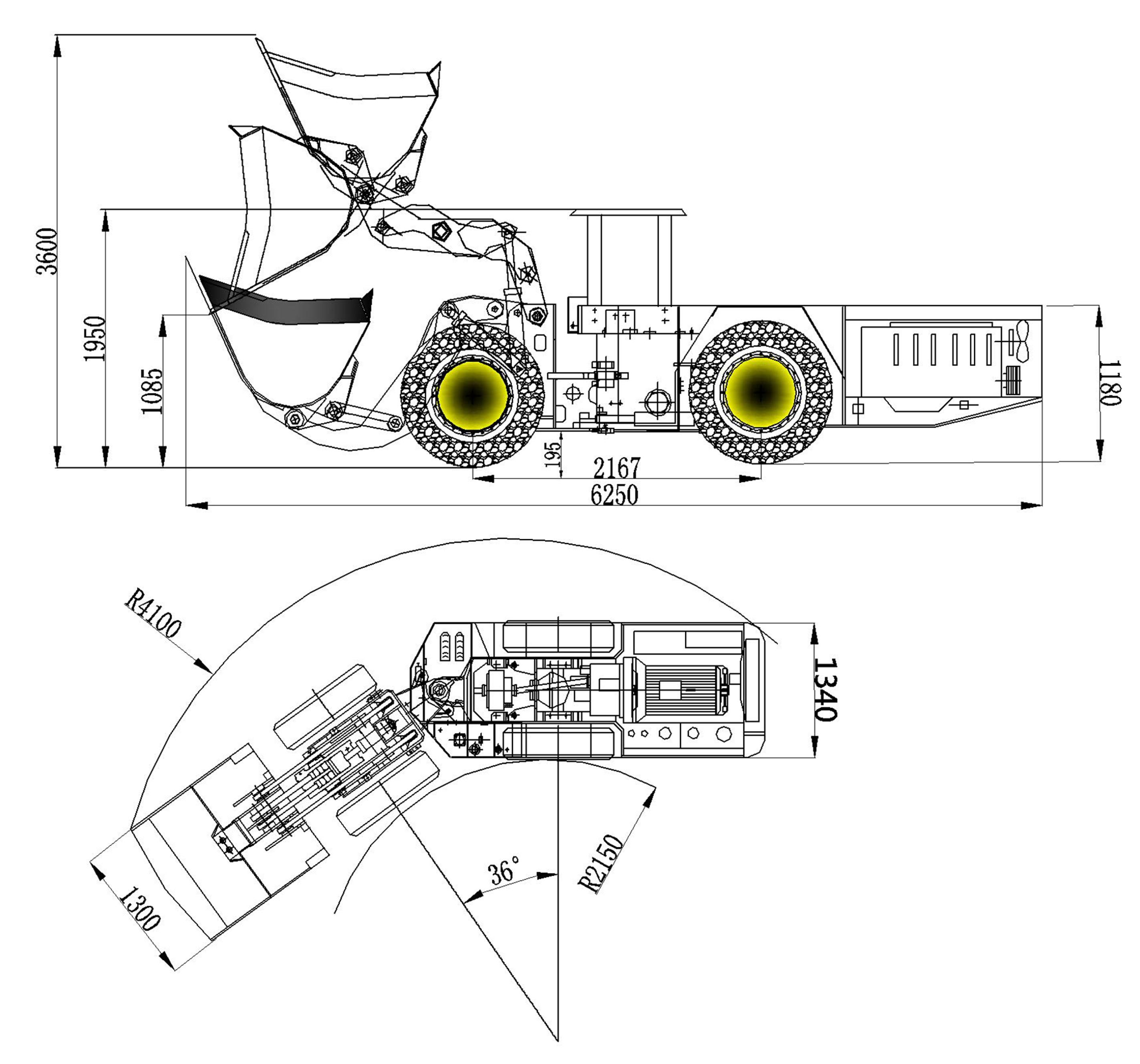 7000KG Loading Hauling Diesel Underground Mining Scoop Loader for Loading and Hauling