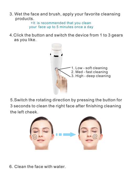 Eco Friendly Rechargeable Facial Cleansing Brush 330 G 6000 Rpm Pulse
