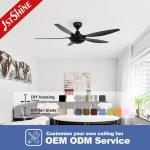54 Inch Dc Motor Black Plastic Ceiling Fan With 6 Speeds Remote Control