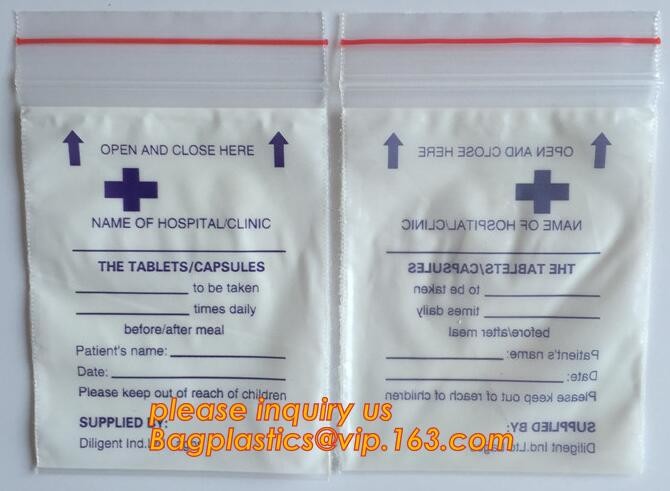 tablets pills packaging bag, poly medical dispenser Zip lockk bag drug zipper bags reclosable bags, zipper bag medical min