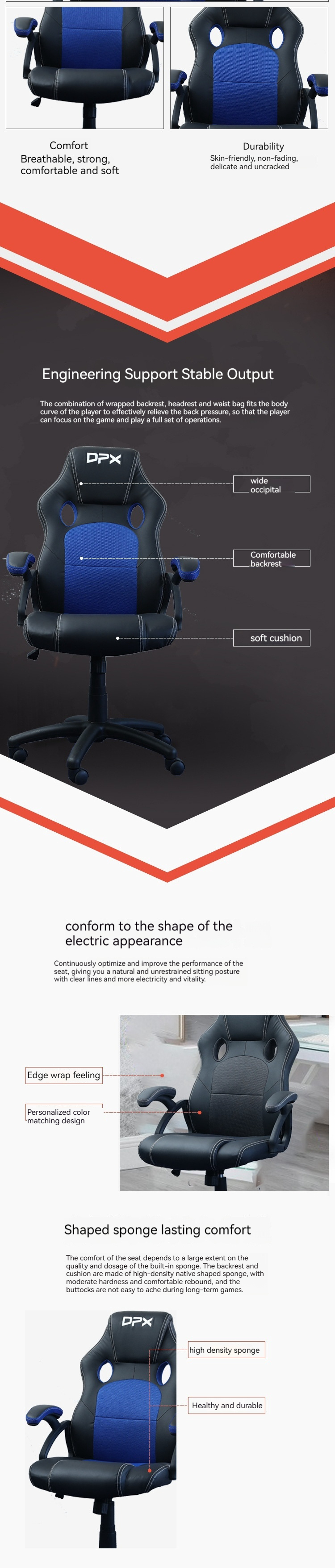 Customized Colors Ergonomic Racing Game Chair for Home Fashion Lift Office PC Chair