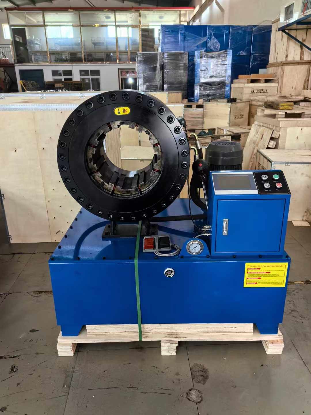 PLC Control System OEM Service Industrial 16 Dies Blue Colors 4 Inch Crimping Range Electric Hydraulic Crimping Tool 0.01mm Accuracy Hose Crimping