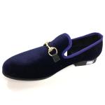 Handmade Black Velvet Loafer Shoes Embroidered Red Bottom Flat Mens Shoes