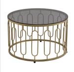 Round Stainless Steel Frame Tempered glass top End Table Coffee table