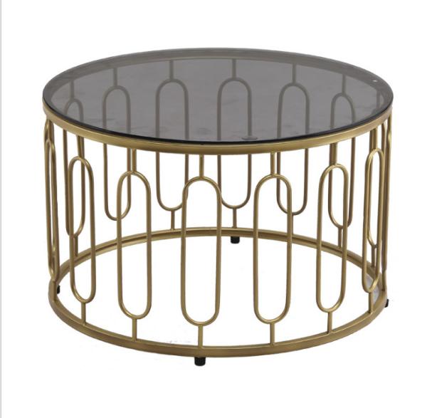 Cheap Round Stainless Steel Frame Tempered glass top End Table Coffee table for sale