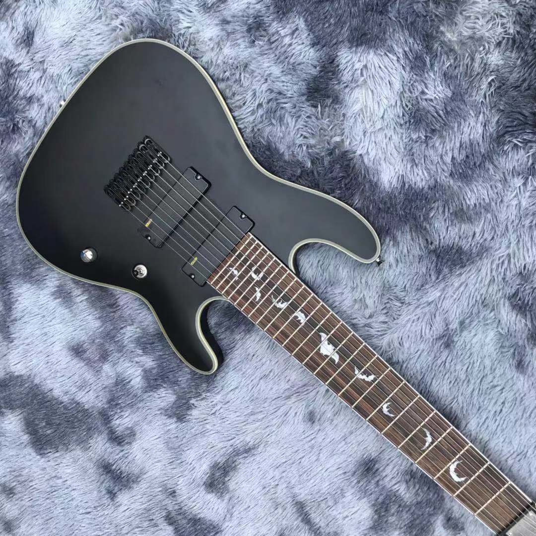 Custom Grand 9 Strings DP Damien Plati Electric Guitar in Black Satin Color with Rectangle Hardcase