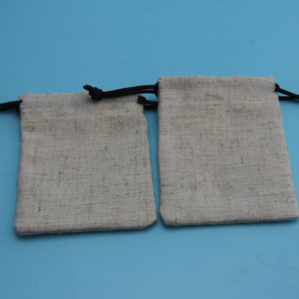 Bamboo Fabric Jute Drawstring Bag Customized Color / Size OEM Service