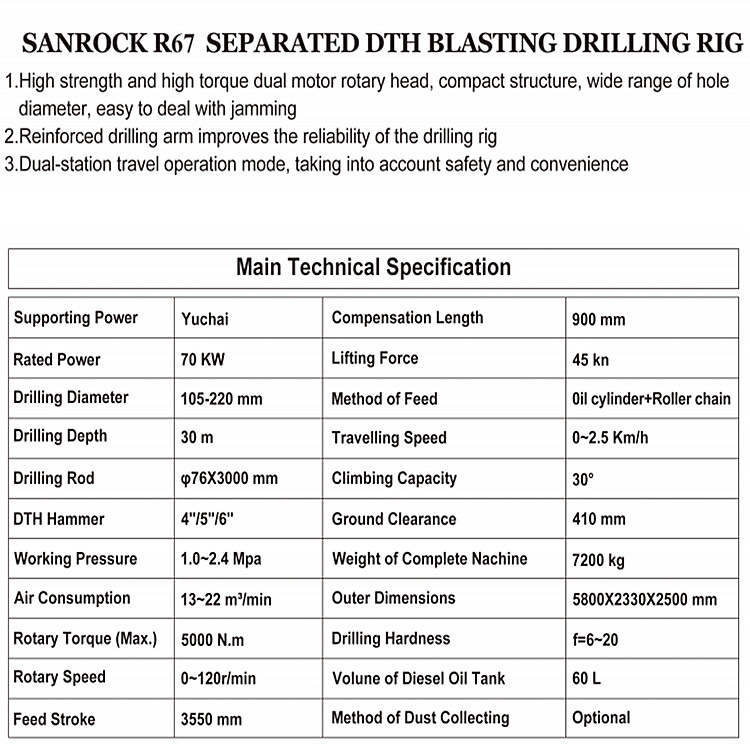 Portable Blast Hole DTH Drilling Machine Hydraulic Mining Rotary DTH Drilling Rig