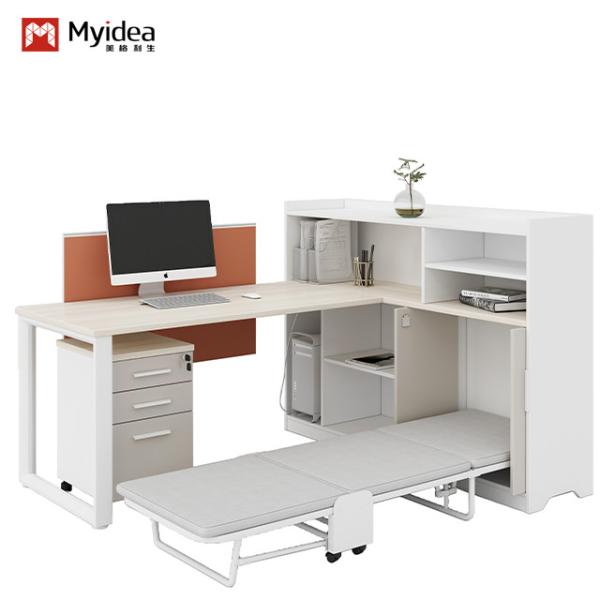 Contemporary Single-Person Office Desk Modern Steel and Wood Combination
