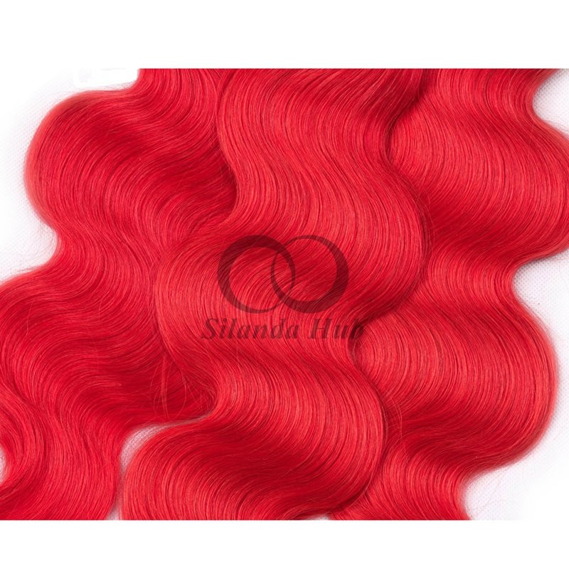 Red Body Wave Remy Human Hair Bundles Sew In Weave Bundles Brazilian Bundle Deals