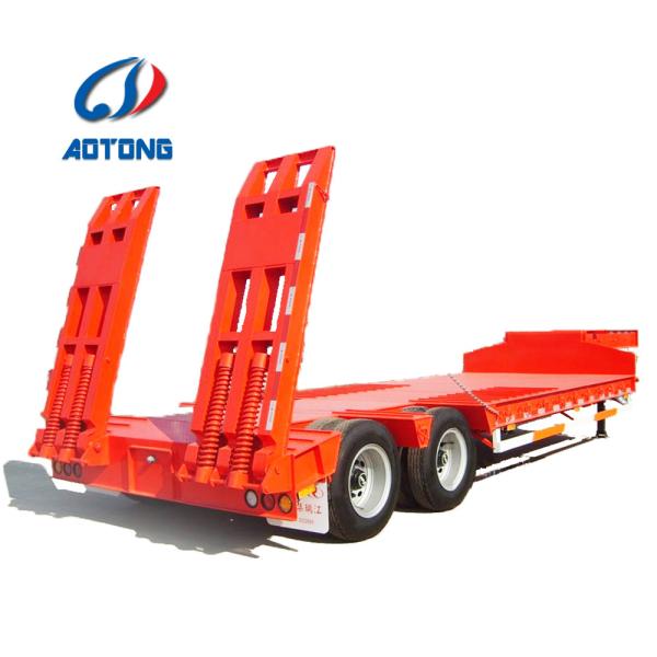 60T Max Payload Steel 2 Axles Lowboy Flatbed Semi Trailer for Long Distance