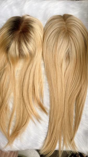 Wholesale top quality virgin European hair Jewish topper silk top half wig