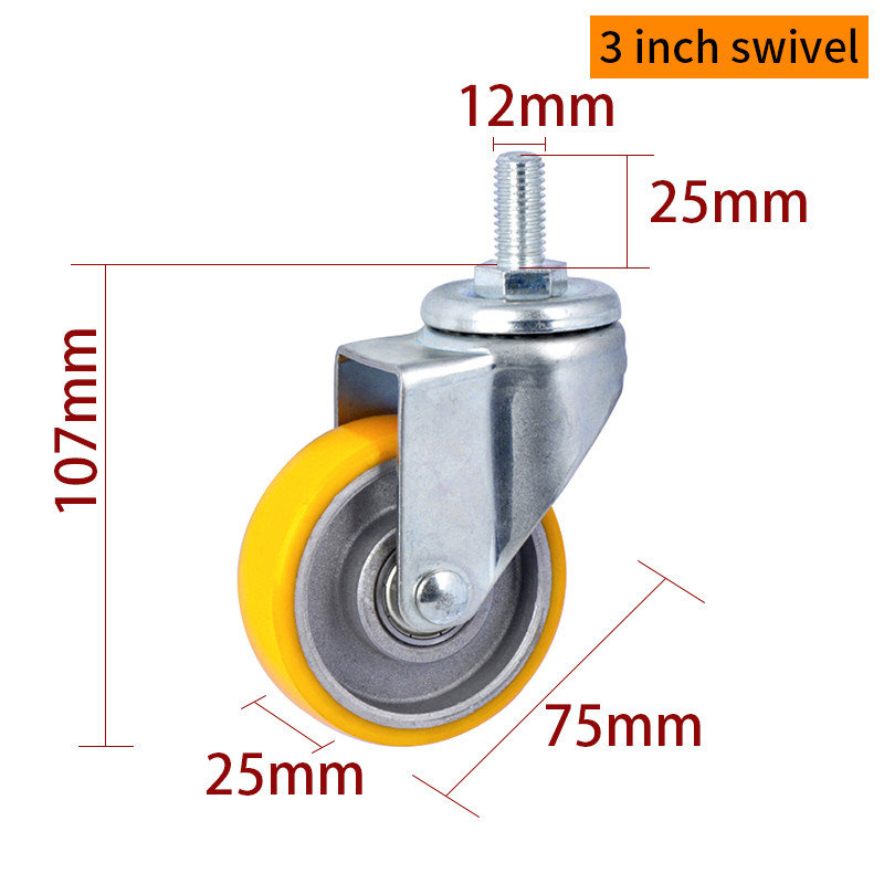 Aluminum Core 75mm Swivel Castors Light Duty 3 Inch Casters With Brake