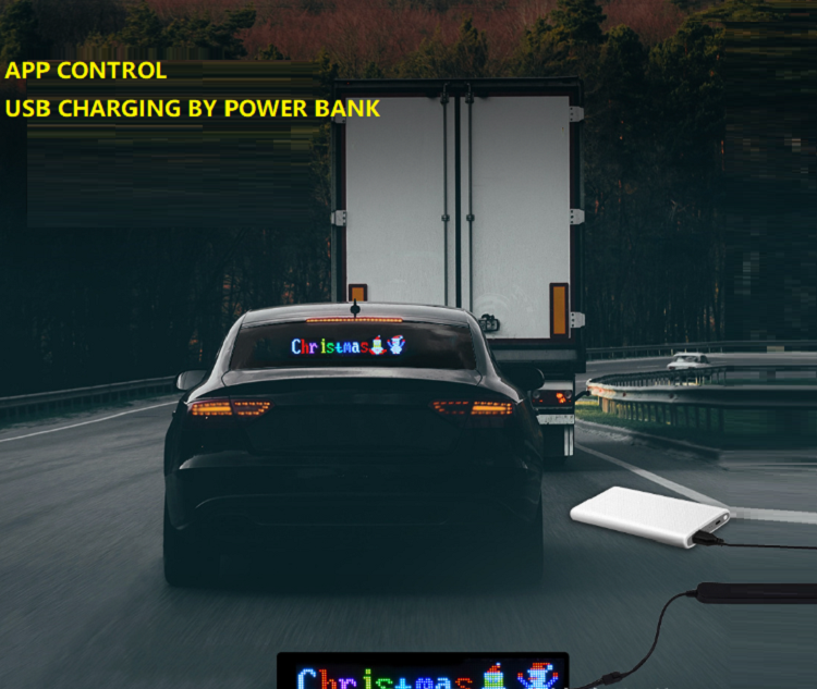 Outdoor Led Screen Waterproof Full Color Flexible Scrolling Flexible Car Led Light Sign Board Mobile Phone App Control Indoor