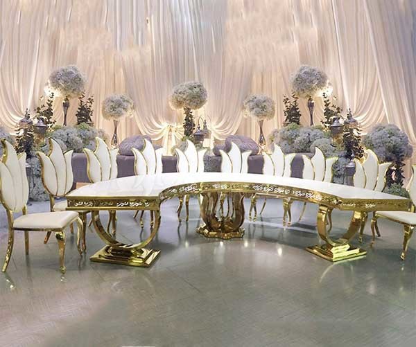 48 Inch 6 X 30 MDF Church Banquet Tables Half Moon Shape Top Luxury Steel