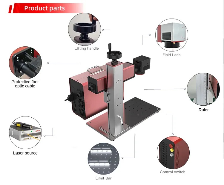 Mopa Laser 50W 60W 100W Fiber Color Marking Engraving Machine on Metal Gantry Type Configuration Advanced Technology