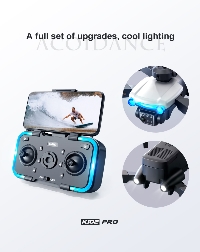 K102 Pro Mini Drone 4K HD Dual Camera Four-Way Obstacle Avoidance and Professional Optical Flow Technology for Long Range