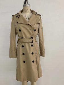 Quality 100% Cotton Ladies Long Trench Coat Waist belt Style Type NA Certification wholesale
