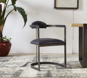 Quality Single Genuine Leather Dining Room Chairs Metal Frame Home / Hotel Furniture wholesale