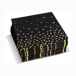 Quality Recyclable Black Gold Foil Paper Napkin , Biodegradable Paper Dinner Napkins wholesale