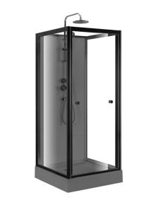 Quality Pivot Door Square 4mm Tempered Clear Glass Shower Cabin With black Acrylic Tray wholesale