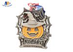 Halloween Medal In Antique Brass / Silver With Plain Woven Ribbon