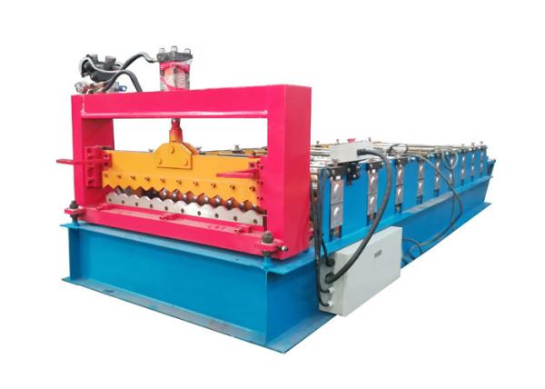 Cheap PPGI Color Steel Roll Forming Machine , Corrugated Roof Sheet Machine With Smooth Feed Plate for sale