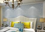 Soundproof Removable European Style Wallpaper , Blue 3d Silver Wallpaper