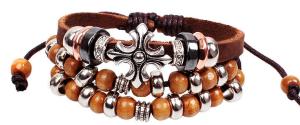 Quality New fashion jewelry leather woven bracelet beaded jewelry bohemian retro bracelet wholesale