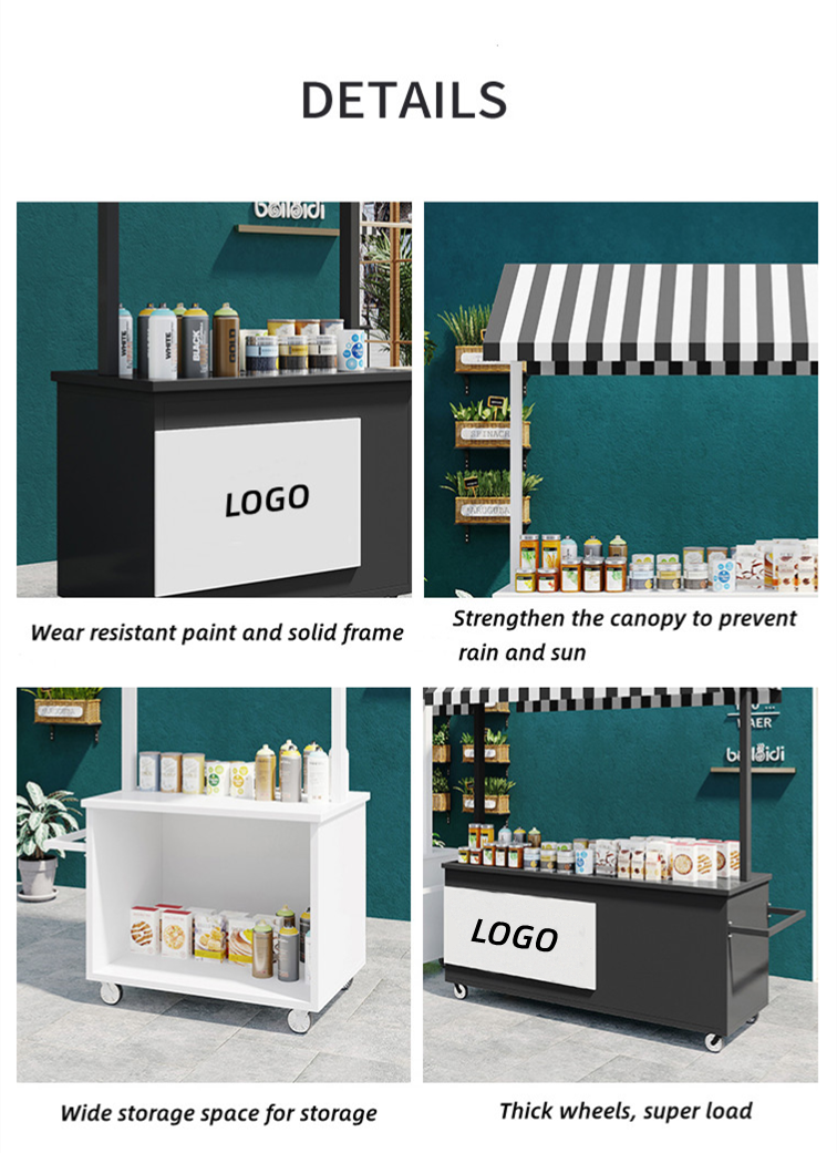 4wheels multipurpose mobile commodity stall trolley handcart for modern stylish outlet