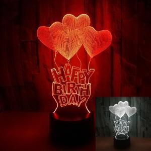 Quality New Happy Birthday Romantic Valentine Heart 3D night Light gift Creative Touch Desktop 3D Table Lamp wholesale
