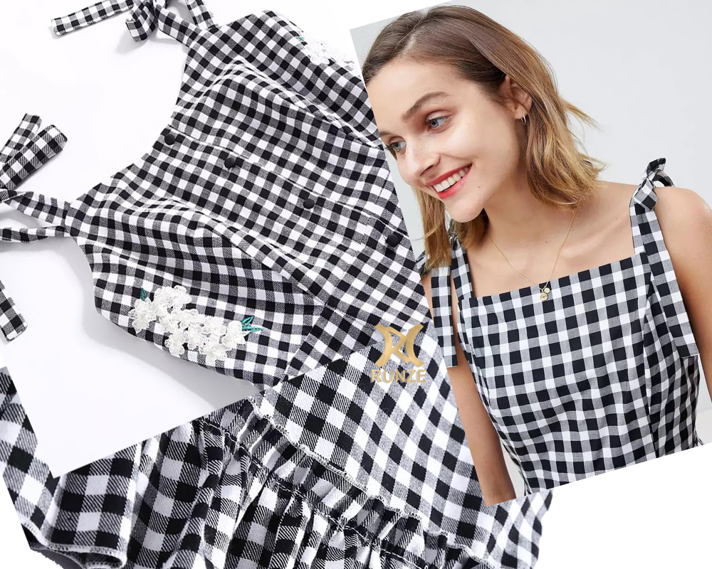 Polyester Fiber Woven Yarn Dyed Checks Fabric For Dresses Suits Pants Jackets
