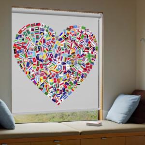 Quality Love Heart 3D Printed Roller Blinds , Moisture Resistant Blackout Blinds wholesale