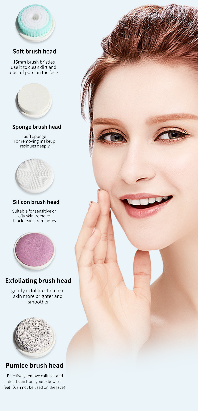 CMA Brighten Skin 5 Different Heads Facial Cleansing Device