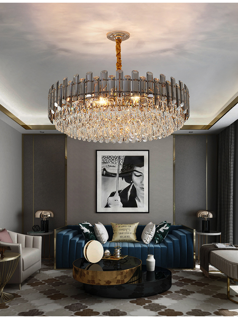 Modern chandelier for living room round bedroom Smoky grey postmodern chandelier(WH-CY-201)