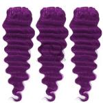 Purple Loose Deep Wave Remy Human Hair Bundles Sew In Weave Bundles Brazilian