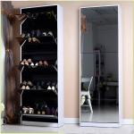 40 Pairs 15mm MDF Wood 185cm Mirrored Shoe Cabinet