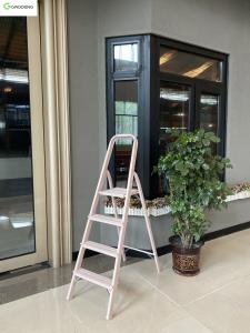 Quality Pink Light Aluminum Ladder 1.0mm 4 Steps Indoor Anti Skid wholesale