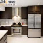 Dark Brown Solid Wood Kitchen Cabinets with Customized Color and Plywood Door