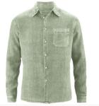 Blank Hemp Long Sleeve Shirts , Mens Slim Fit Casual Shirts Turn Down Collar