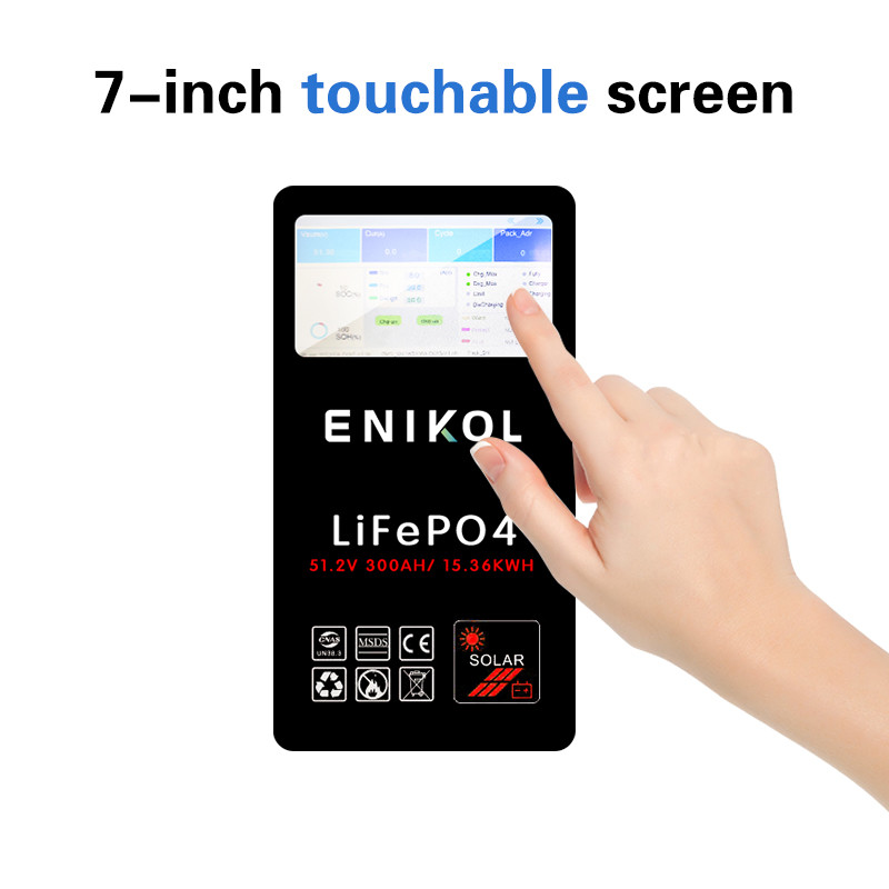 Wall Mounted 51.2V 300Ah LiFePo4 Battery with Communication Function and Touchable Screen
