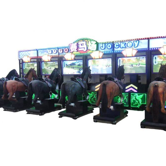 Metal Fiberglass Horse Racing Arcade Machine / Go Go Jockey Video Game Machine