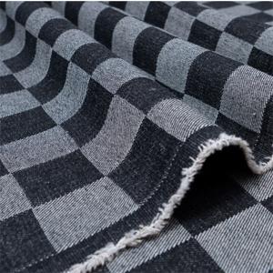 Quality Weave Jacquard Wear Checkered Denim Fabric 160cm Width 9.2Oz wholesale