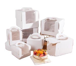 Quality White Open Window 3inch 4inch 6inch 8inch Birthday Cake Box made of Uncoated Craft Paper wholesale