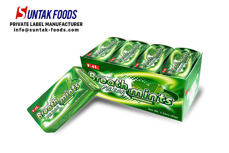 Strongest Healthy Breath Mints For Dental 2 Layers Color , Mint Green Candy