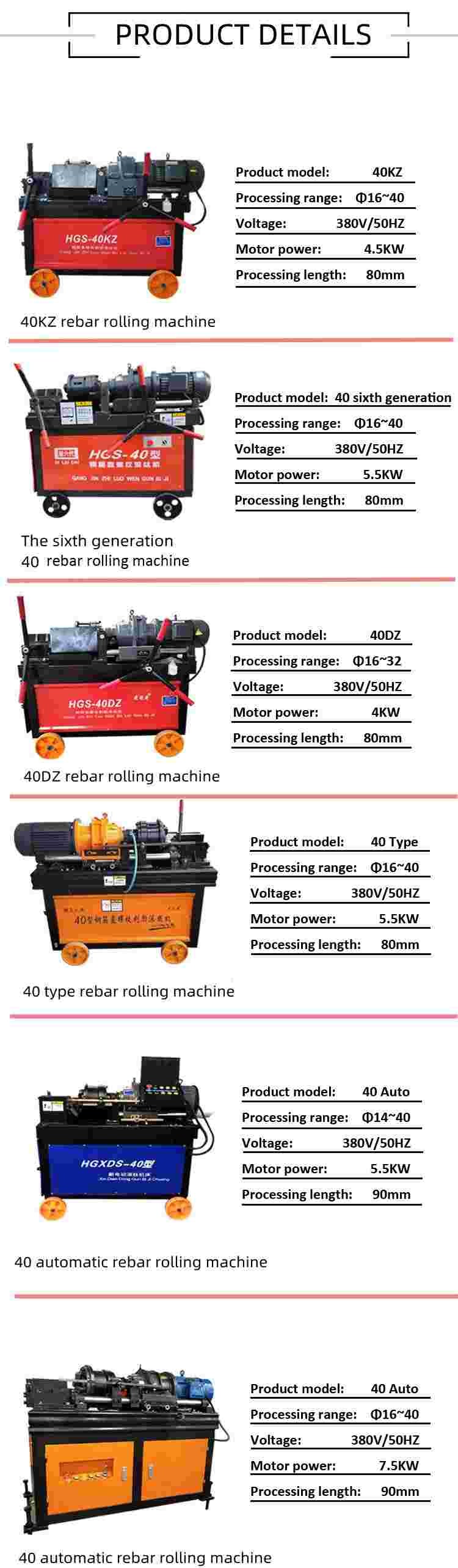 90mm Hgs40 Rebar Thread Rolling Machine Mini Steel Bar Customized