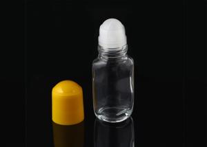 China Transparent Glass Essential Oil Roller Bottles 50ml With Yellow PP Plastic Cap on sale