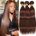 4# Color Chocolate Brown Straight Bundle Human Hair Bundles Weft